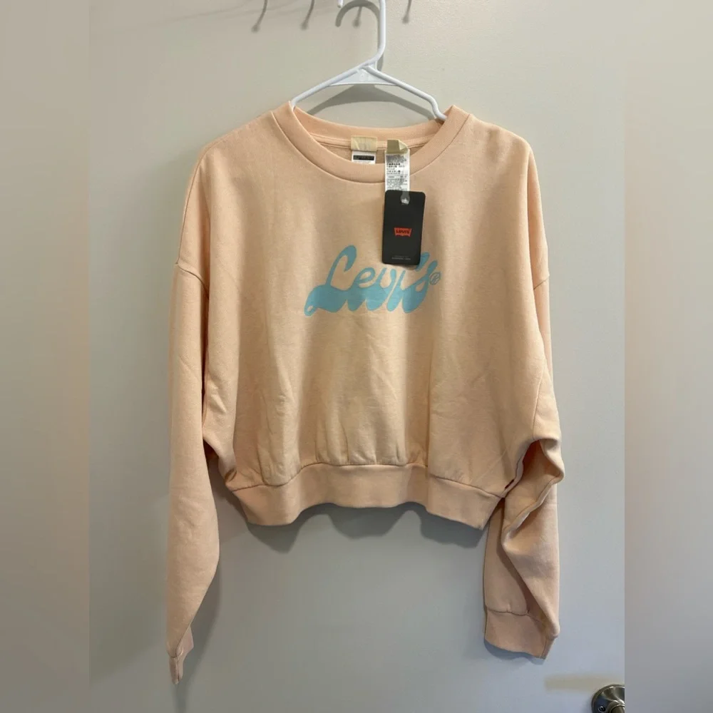 🍁NWT Peach and Blue Levi’s Cropped Sweatshirt - Picture 3 of 15